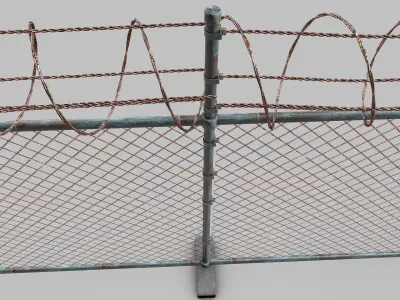 Barbed-Wire-Fence barbed wire on fence 3D model