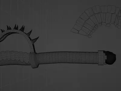 Magic Ax with Skull Low-poly 3D model