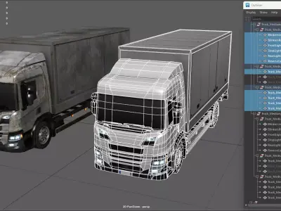 Gridlock - Euro truck lorry - PBR gameready city vehicle Low-poly 3D model