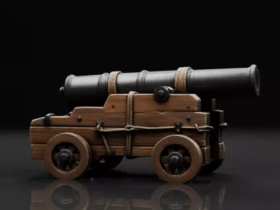 Realistic Historical Naval Cannon Low-poly 3D model