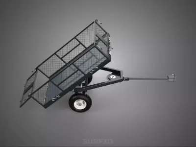 TIPPING HAULING WOOD DIRT DEBRIS CARGO TRAILER CART WAGON DOLLY 3D model