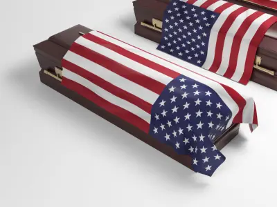 Coffins with flags  Low-poly 3D model