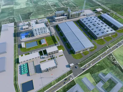 Industrial plants factory buildings industrial parks 3D model
