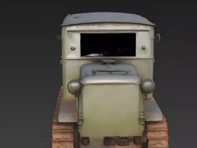 Realistic Wrecked Vintage Tracked Military Transport 3D Model Low-poly 3D model