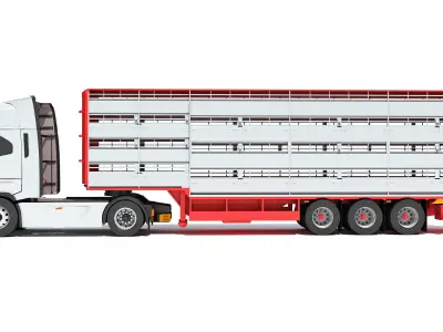 Animal Transporter Truck and Trailer 3D model