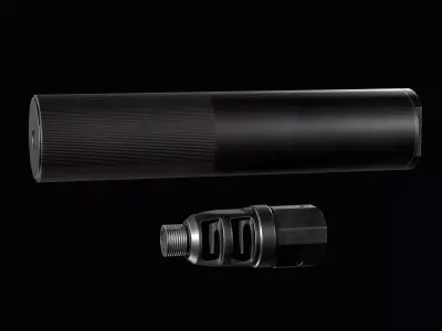 Accuracy International Tactical  Sound Moderator 338 Low-poly 3D model