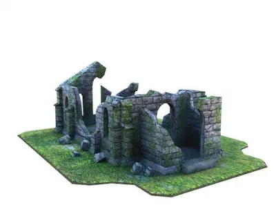 Medieval Building 56 Ruined Church Low-poly 3D model