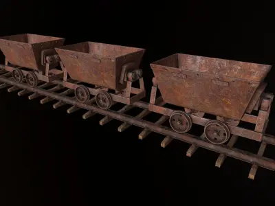 Mine Wagon 6  Low-poly 3D model