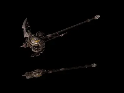 Steampunk Scythe 3D model