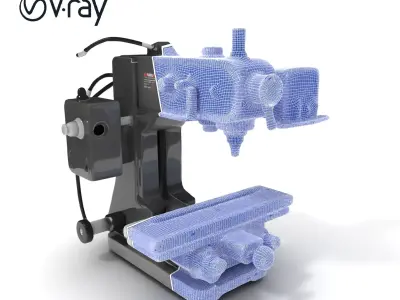CNC Milling Machine Model Pack with Detailed Features Low-poly 3D model