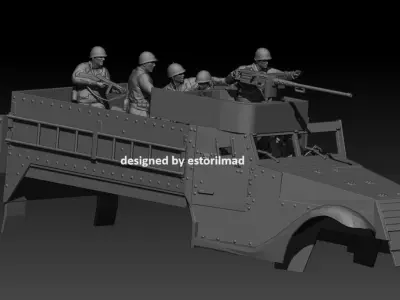 6 AMERICAN SOLDIER IN HALF-TRACK ACTION 3D print model