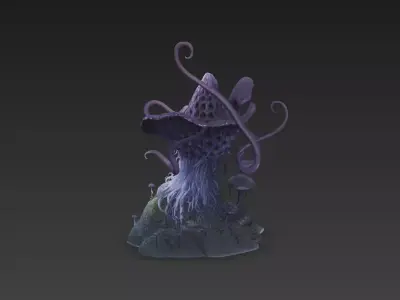 Eldritch Alien Mushroom with Skull  4K PBR High-Poly 3D model