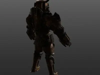 Cyborg armored samurai Low-poly 3D model