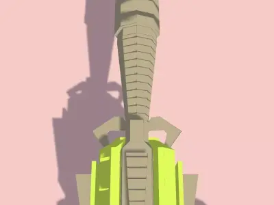 Turret w Cannon Low poly with High Poly Low-poly 3D model