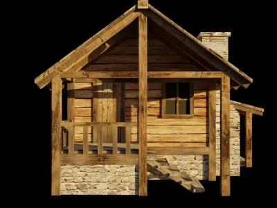 Wooden House A Low-poly 3D model