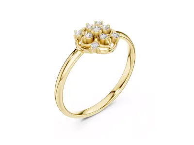 Jewelry Vintage Floral Diamond Cluster Gold Ring Filigree CAD 3D print model