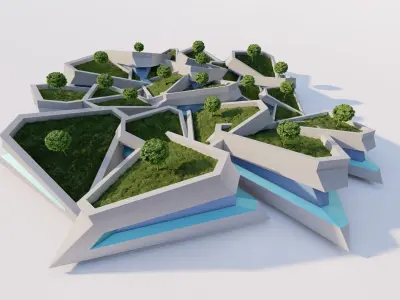 public park-Private Park Landscape 3D model 9