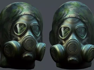Gas mask helmet 3d model military combat Low-poly Low-poly 3D model 4