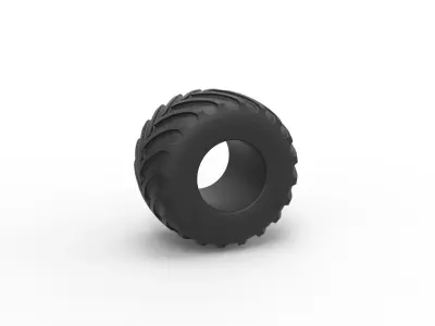 Monster Jam tire 18 Scale 1 to 25 3D print model