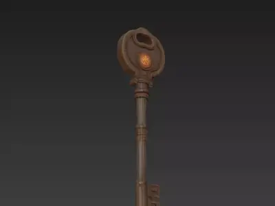 Antique Fantasy Key 3D Model - Gothic Ornamental Medieval Asset 3D model