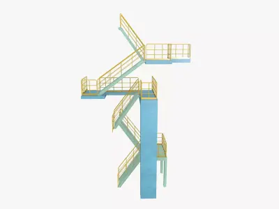 Industrial Stair Case Low-poly 3D model purchase