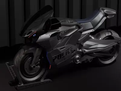 Sci-Fi Police Motorcycle 3D model