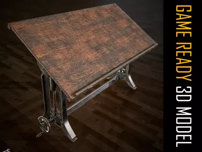 Wooden Workbench Low-poly 3D model