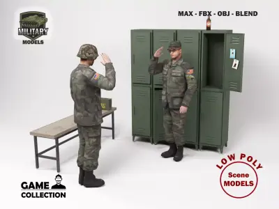 Military Barracks - Scene 2 Low-poly 3D model