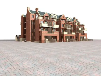 Villa residential building 3D model 2