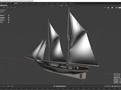 Historical sailing yacht 3D model