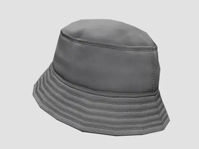 Bucket hat - grey Low-poly 3D model