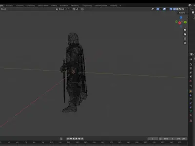 Medieval Knight Standing Guard Low-poly 3D model