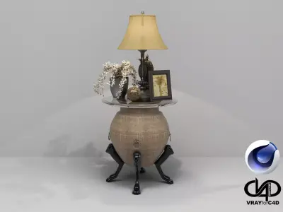 Vase and Lamp - C4D - Vray6 3D model