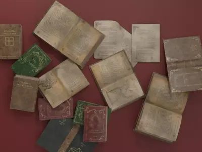 Old medieval  Books - PBR 4k textures Game Ready Low-poly 3D model
