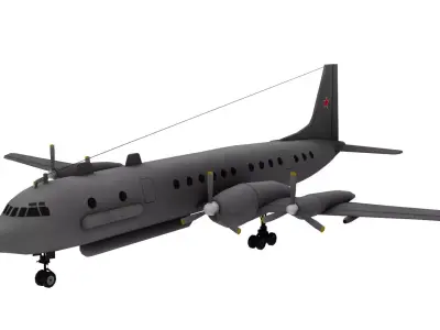 Lowpoly IL-20 Coot-A Airplane 3D Model Low-poly 3D model