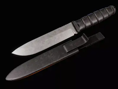 Tactical Knife with Plastic Sheats Low-poly 3D model