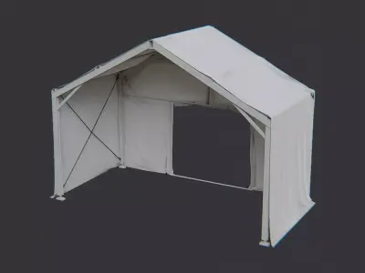 Military fob tent cap with green cloth Low-poly 3D model