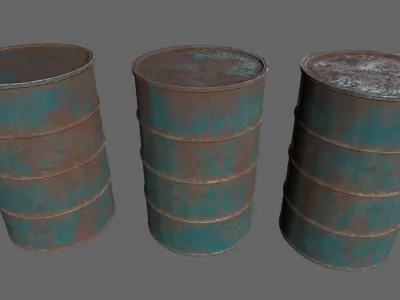 Barrel 1 different colored rusty barrels Low-poly 3D model