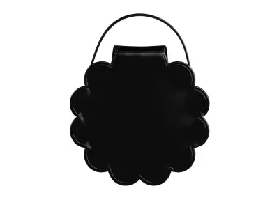 Black Leather Flower Flap Bag 3D model
