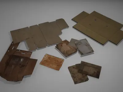 Garbages Game Ready set of pieces of paper Low-poly 3D model