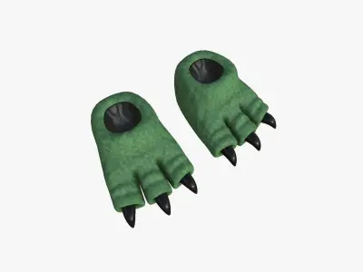 Slippers G01 Green Dino Paw - Costume Character Design Low-poly 3D model