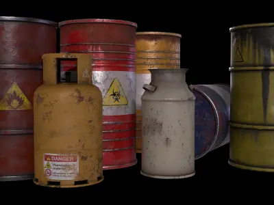Barrels pack Low-poly 3D model purchase