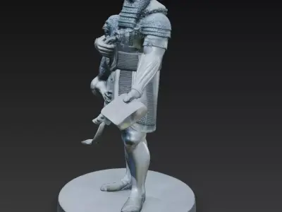 Mesopotamian Warrior with Lion - Ancient Assyrian 3D Sculpture 3D print model
