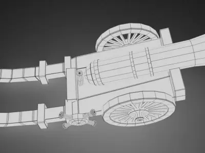 Cannon wooden Low-poly 3D model purchase