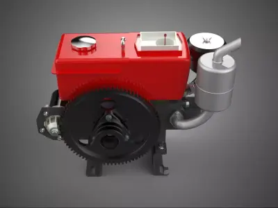 SMALL UTILITY DIESEL ENGINE MACHINE MOTOR INTERNAL COMBUSTION HP 3D model