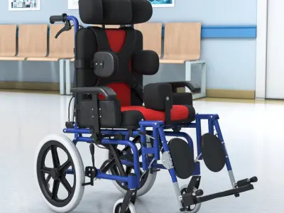  Pediatric Cerebral Palsy Wheelchair Reclining Rigged 