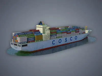 Cargo Ship COSCO Low-poly 3D model