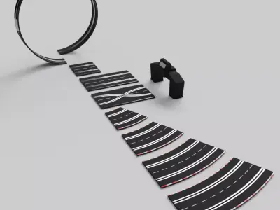 Slotcar Track Parts 3D model