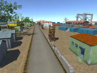 Battleground Map Mobile Game City Environment Low-poly 3D model