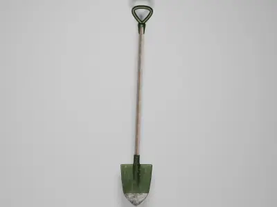 Dirty Green Shovel Free low-poly 3D model